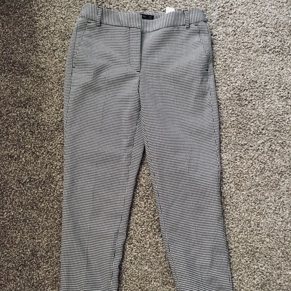 Zara black and white grid pattern chino pants